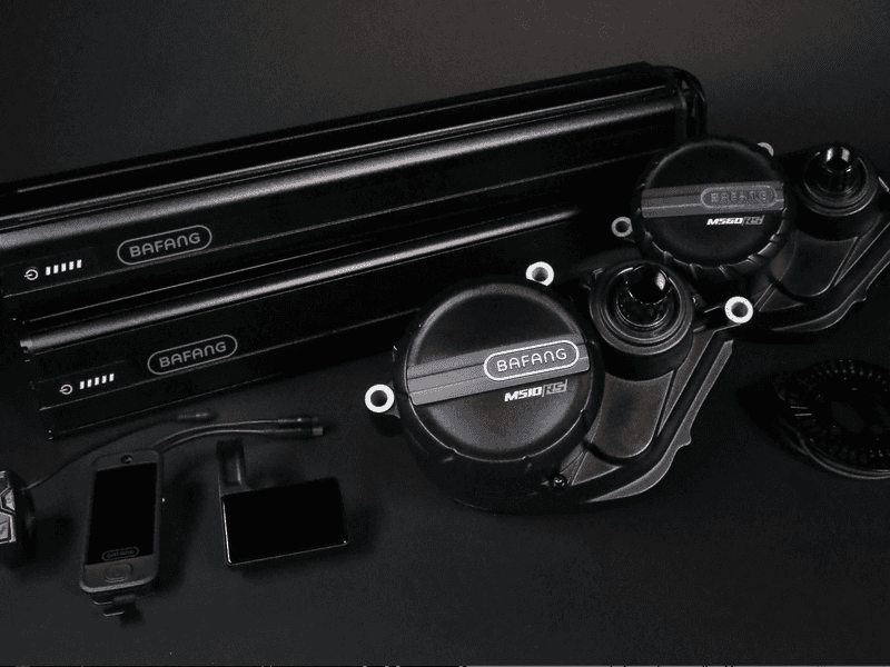 Bafang M510 and M560 mid-drive motors with batteries and displays