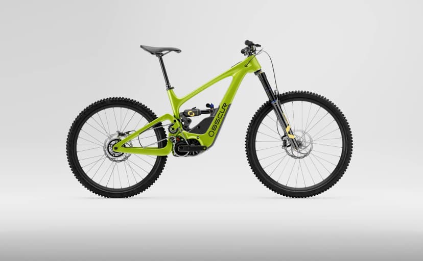 Obscur Enyx carbon e-MTB in green, side view