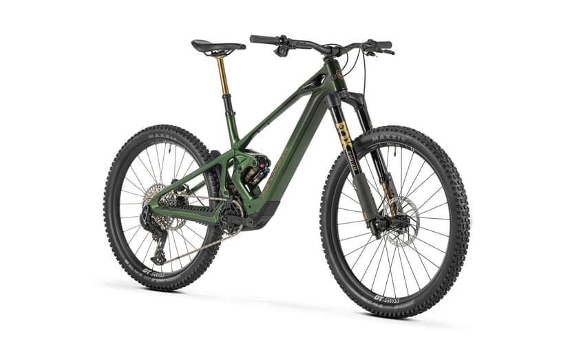 Mondraker Zendit RR S e-MTB in green, rear three-quarter view
