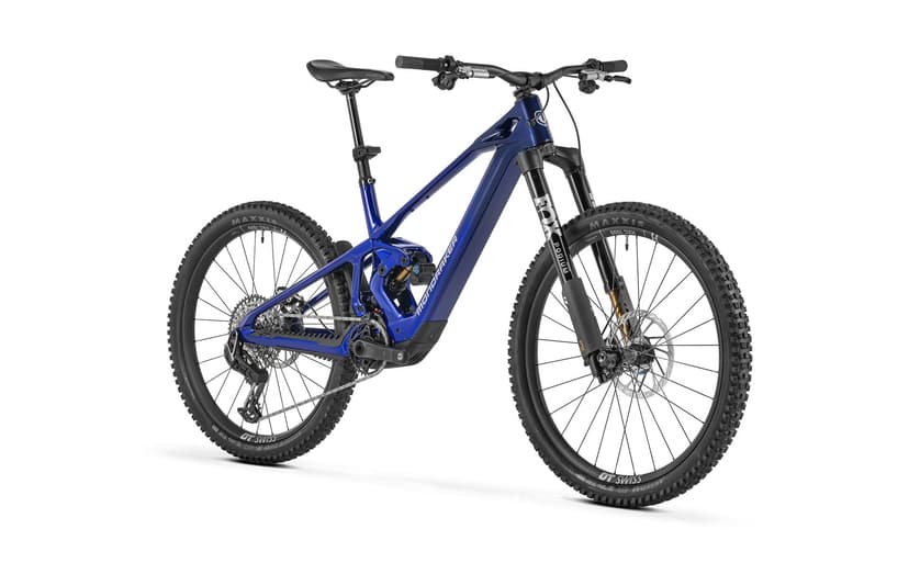 Mondraker Zendit XR e-MTB in blue, rear three-quarter view