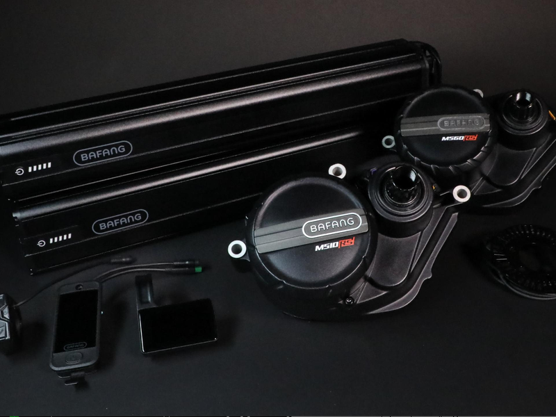 Bafang M510 and M560 mid-drive motors with batteries and displays