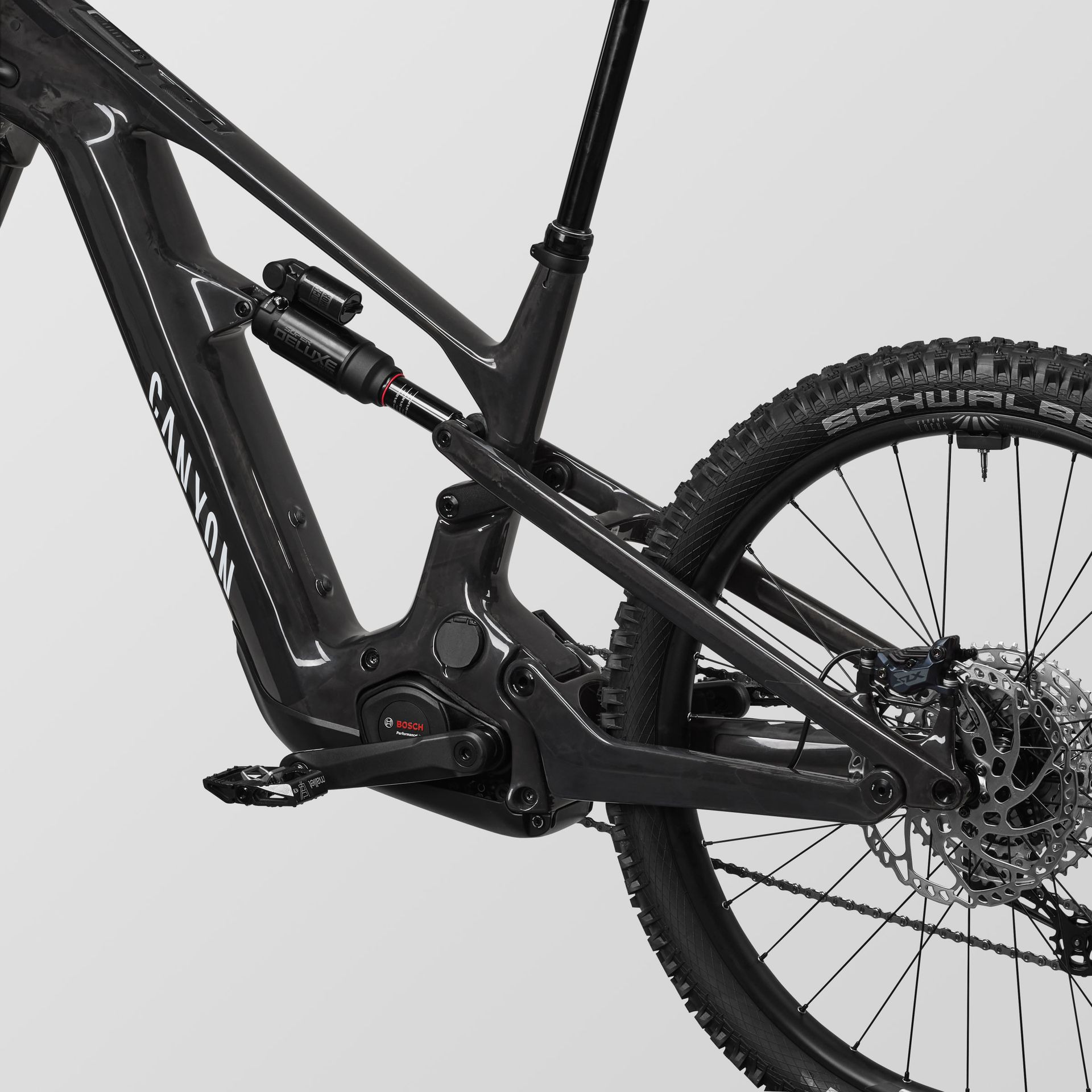 Canyon Strive:ON CF 8 e-MTB, stellar suspension detail