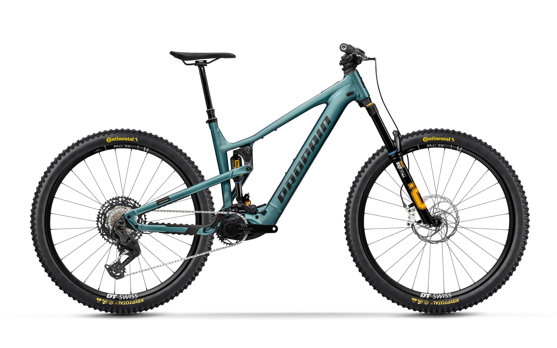 Propain Ekano AL Trail Swedish Gold e-MTB, side view