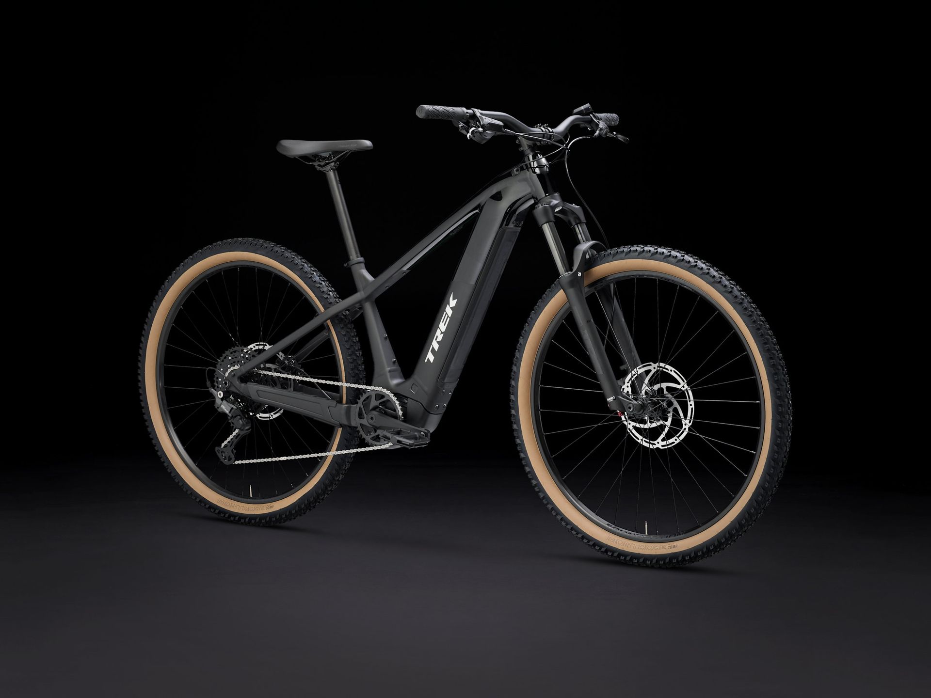 Trek Powerfly+ 4 Gen 5 e-MTB, studio three-quarter view 1