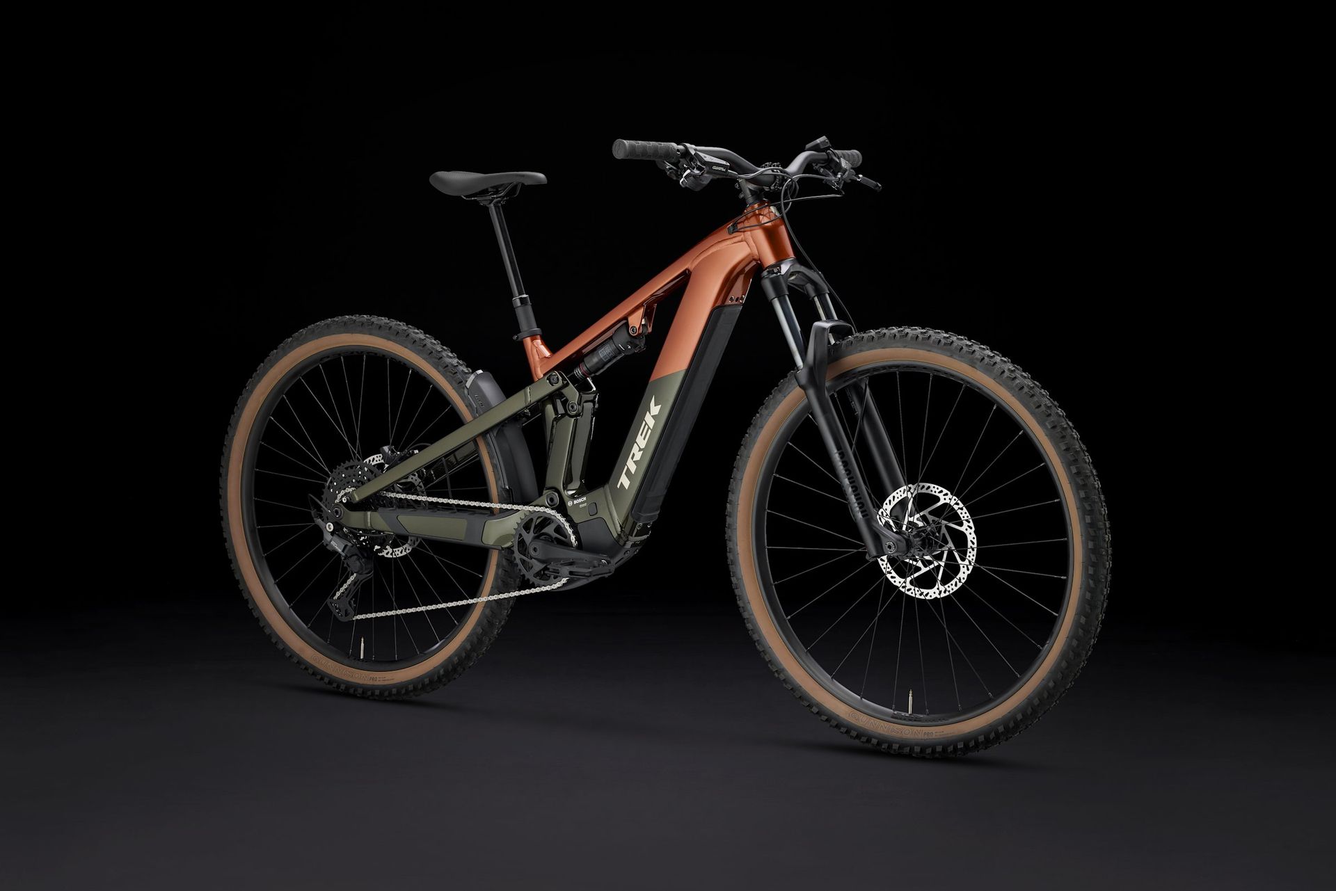 Trek Powerfly+ FS 4 Gen 4 e-MTB, studio three-quarter view 1