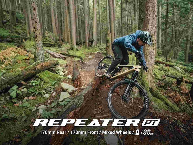 Transition Repeater PT AXS e-MTB, riding shot 1