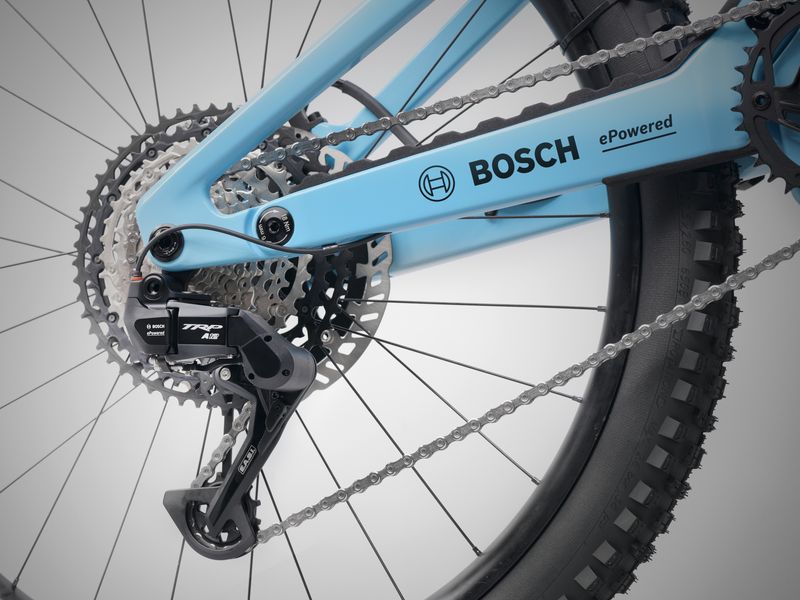TRP E.A.S.I. A12 electronic derailleur on a Bosch-powered eMTB