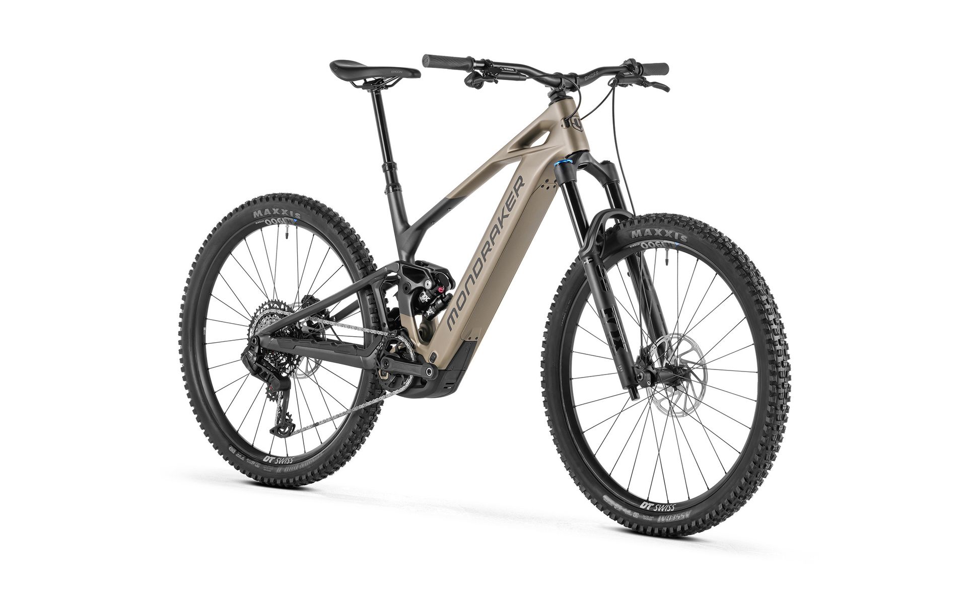 Mondraker Crafty Carbon R e-MTB, second colourway, front three-quarter view