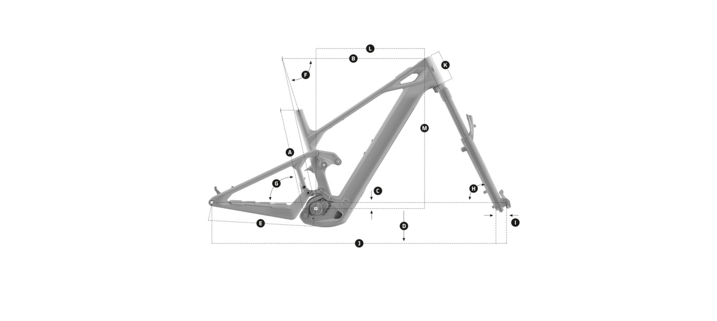 Mondraker Crafty Carbon geometry diagram (full-carbon frame)