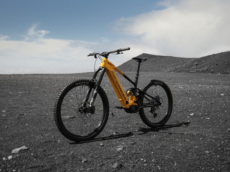 Mondraker Level e-MTB on volcanic terrain