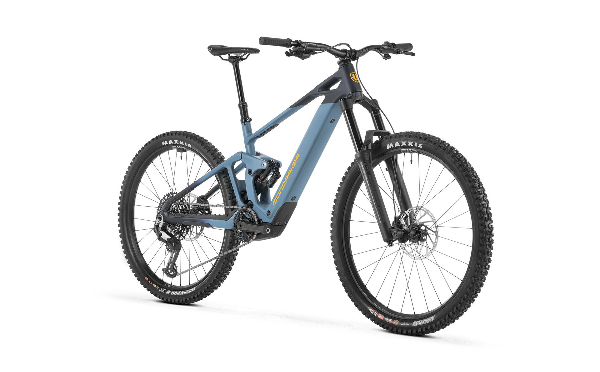 Mondraker Dune R e-MTB, front three-quarter view