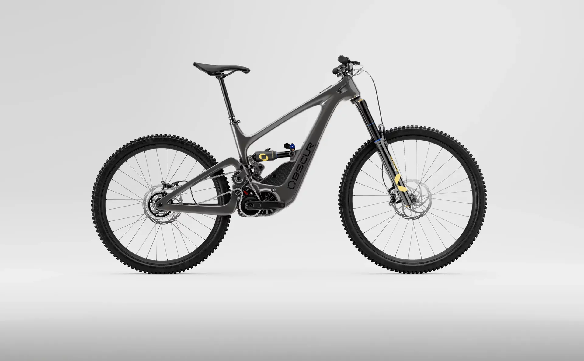 Obscur ENYX carbon e-MTB in grey, side view