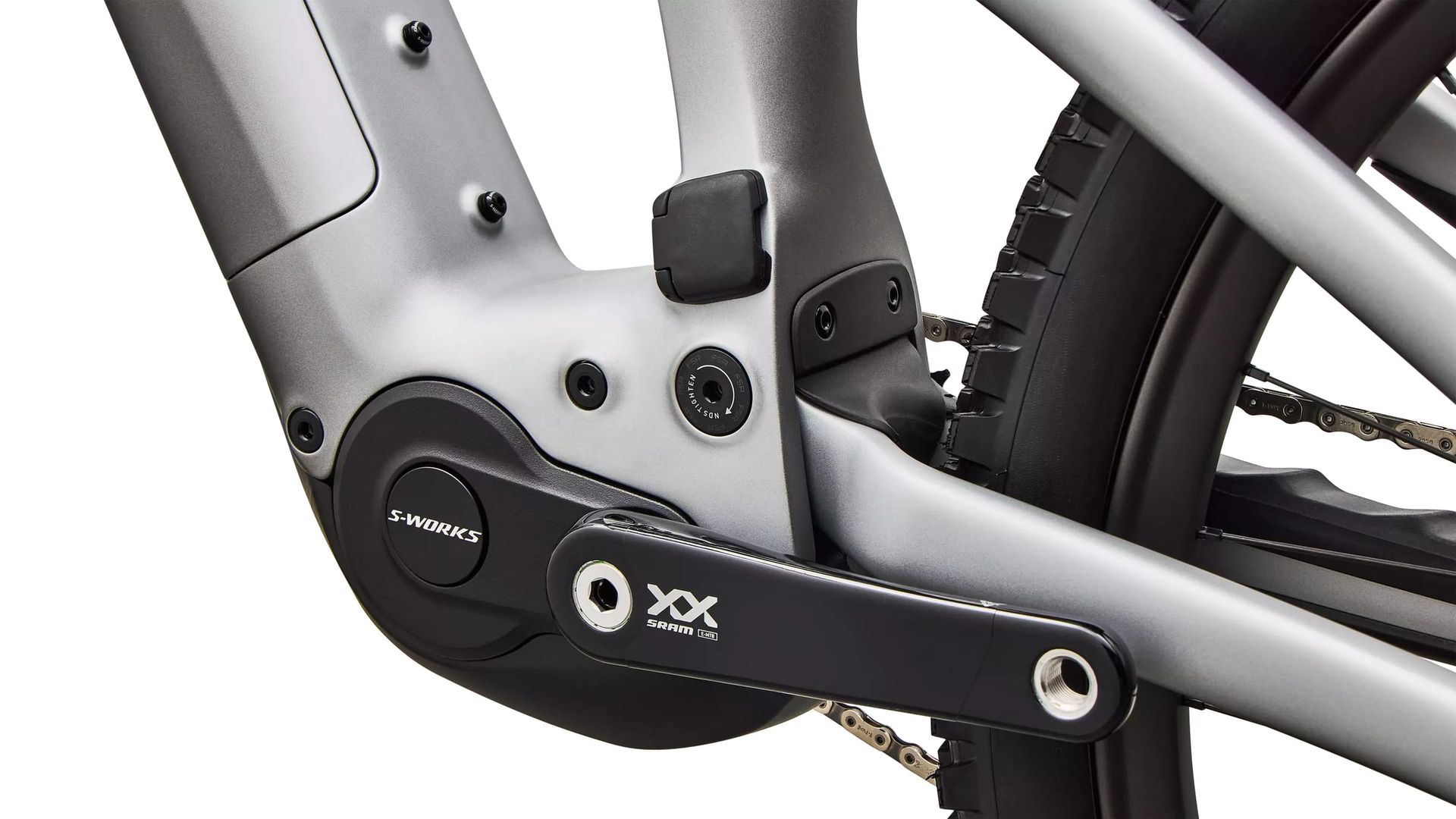 Specialized S-Works Turbo Levo 4 e-MTB, motor and crank detail