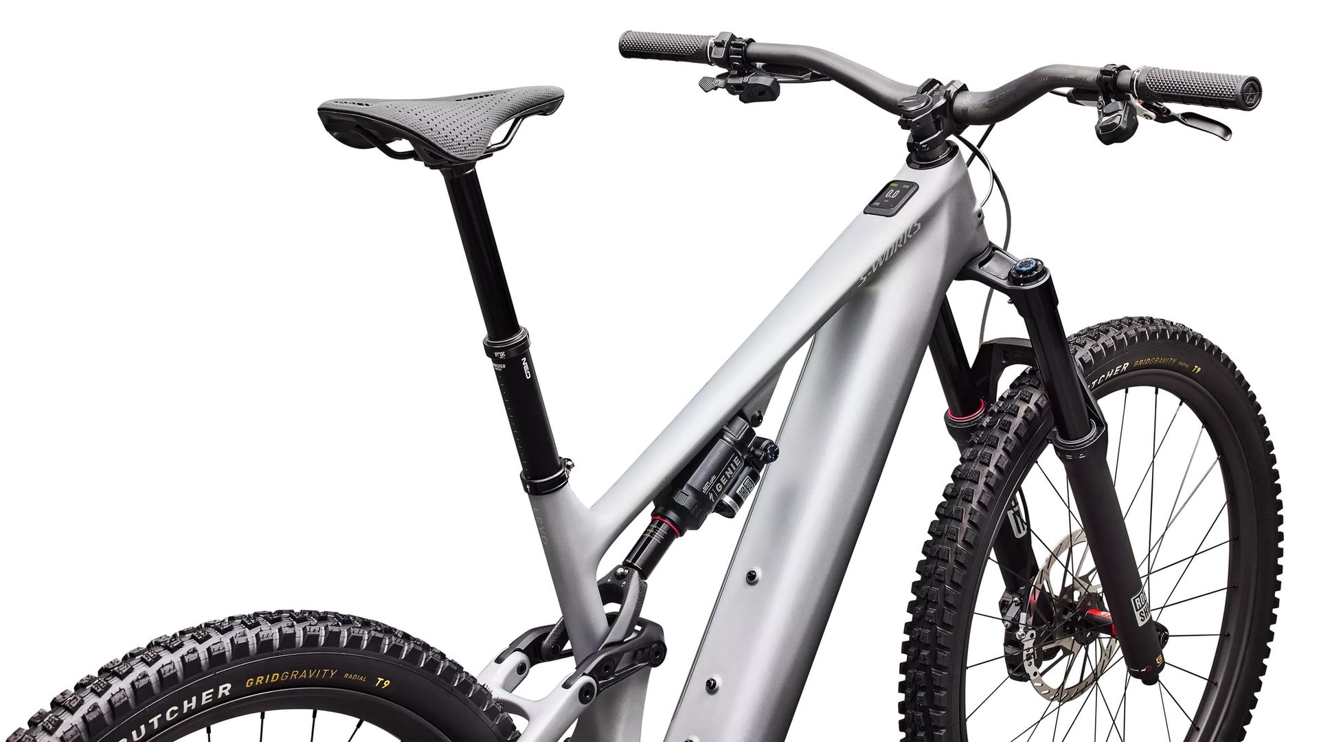 Specialized S-Works Turbo Levo 4 e-MTB, rider view of cockpit