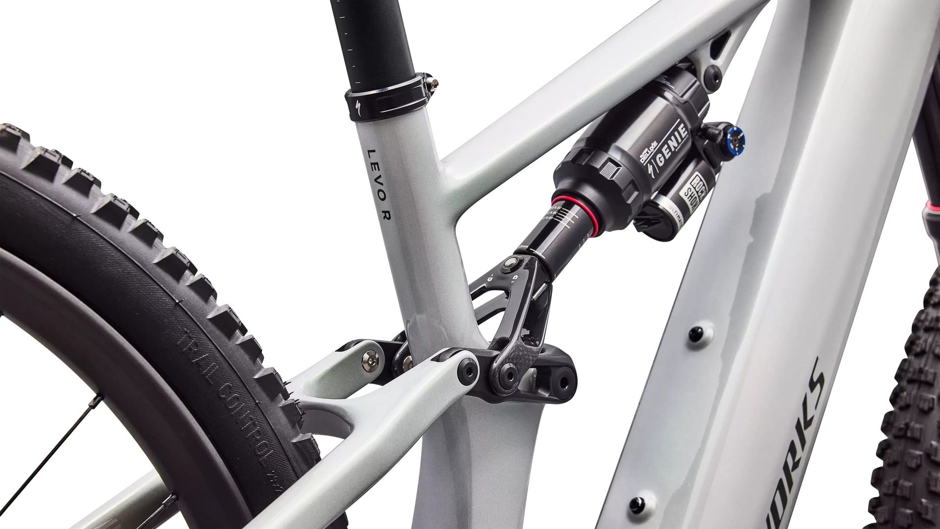 Specialized S-Works Turbo Levo R e-MTB, suspension linkage detail