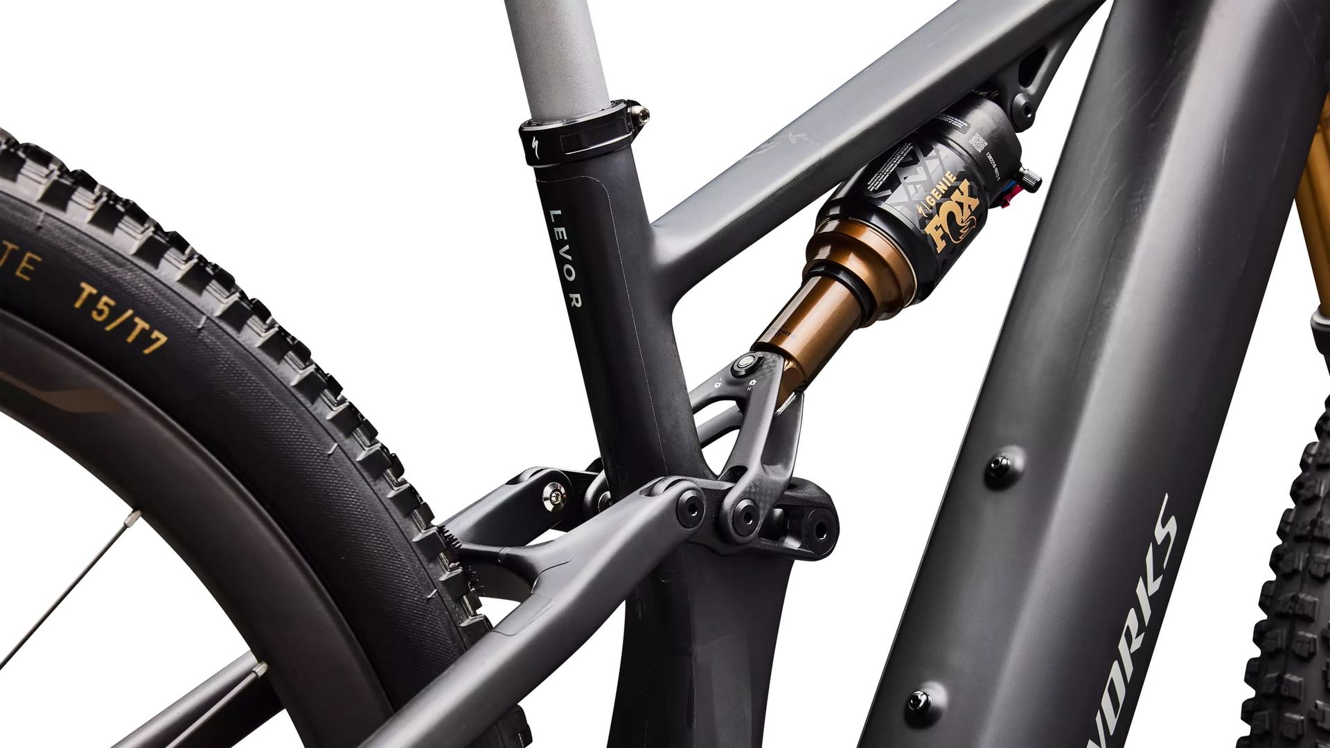 Specialized S-Works Turbo Levo R Ultralight e-MTB, suspension linkage detail