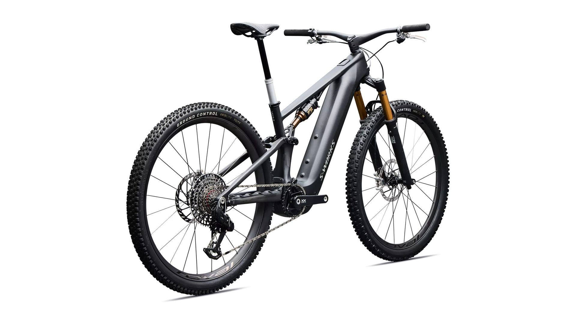 Specialized S-Works Turbo Levo R Ultralight e-MTB, rear three-quarter view