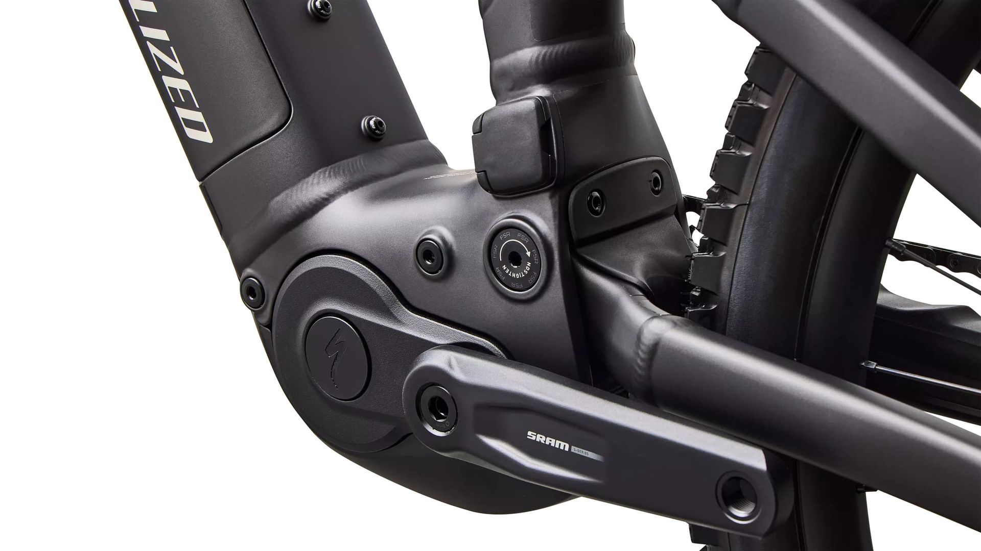 Specialized Turbo Levo 4 Comp Alloy e-MTB, motor and crank detail