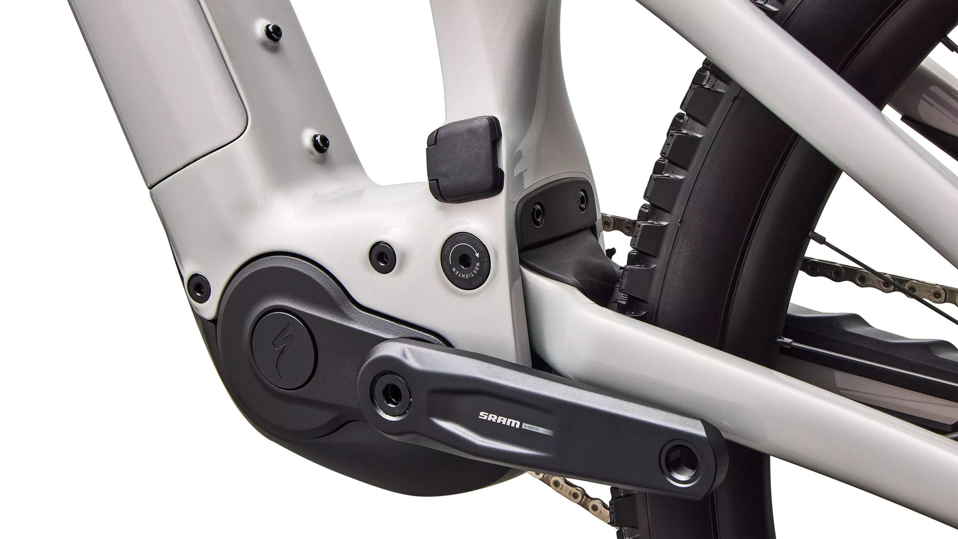 Specialized Turbo Levo 4 Comp e-MTB, motor and crank detail