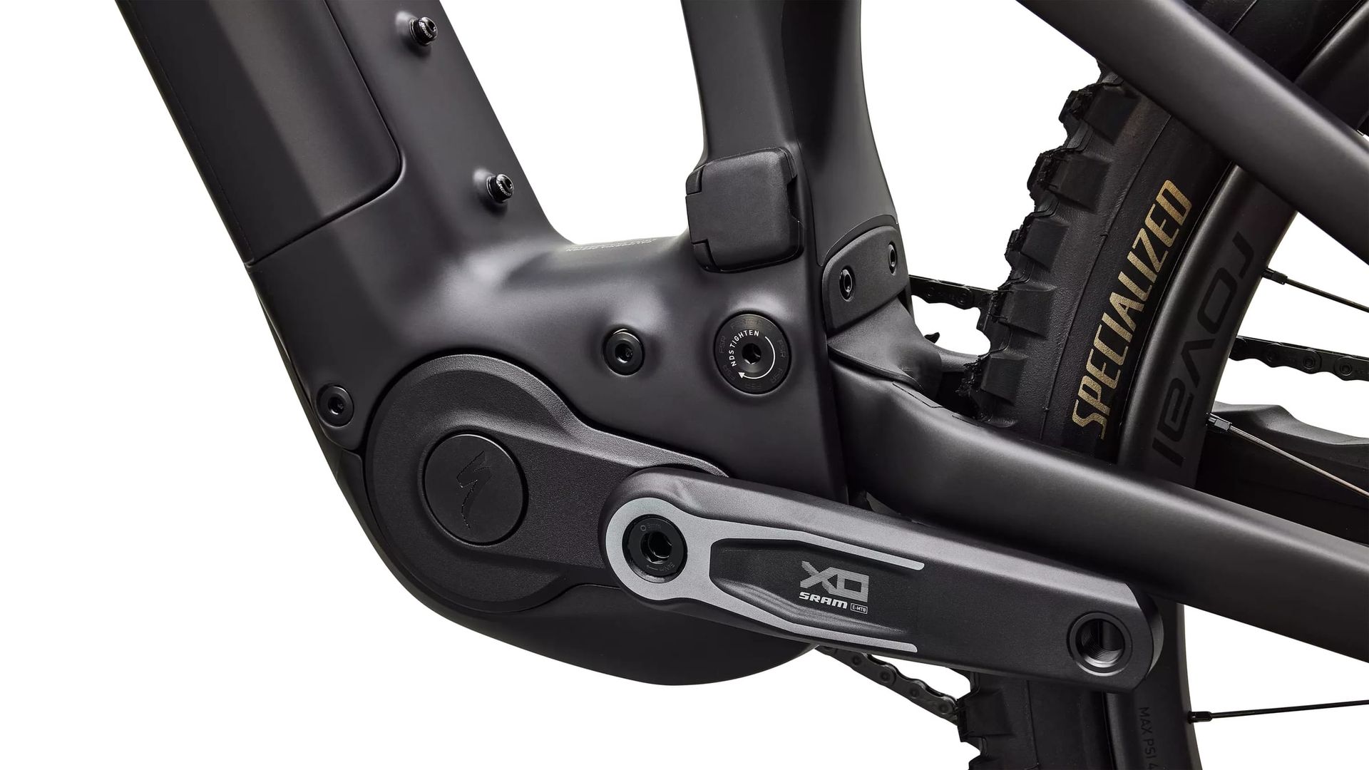 Specialized Turbo Levo 4 EVO Pro e-MTB, motor and crank detail