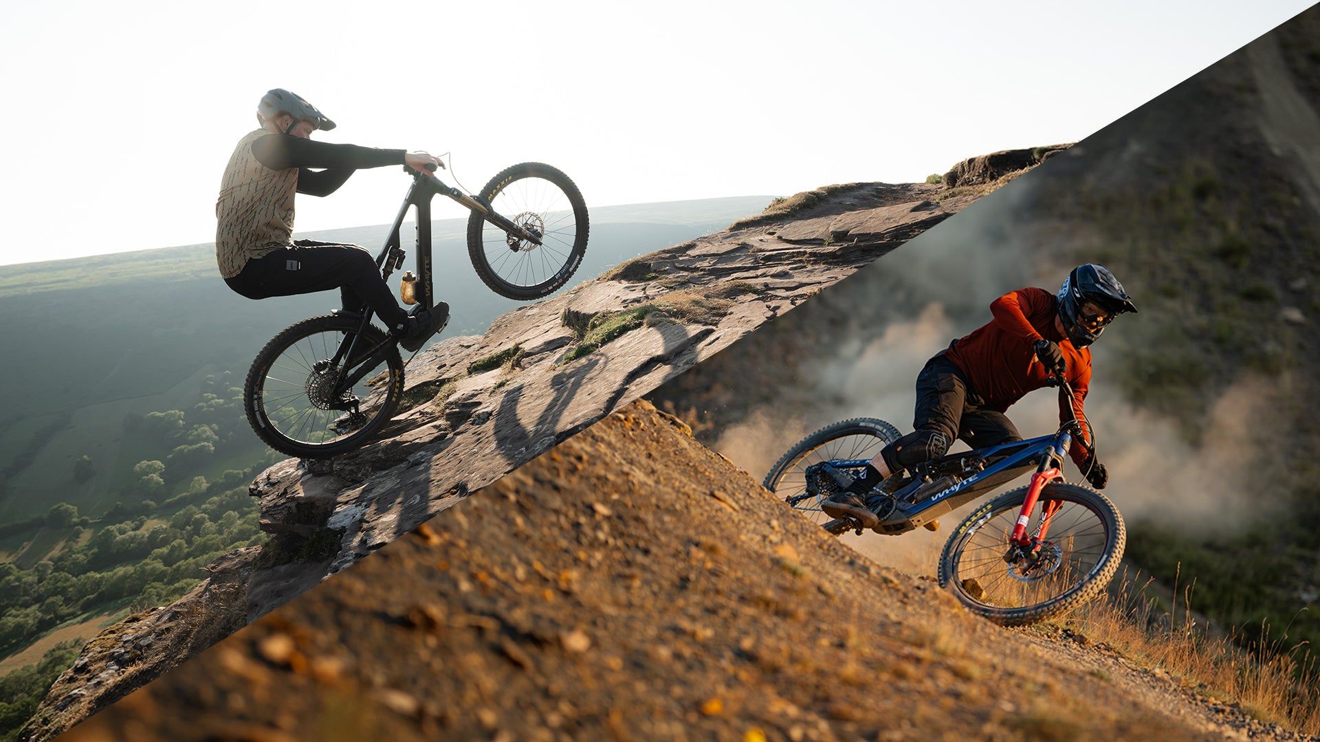Whyte Karve and Karve EVO eMTBs being ridden on steep trails