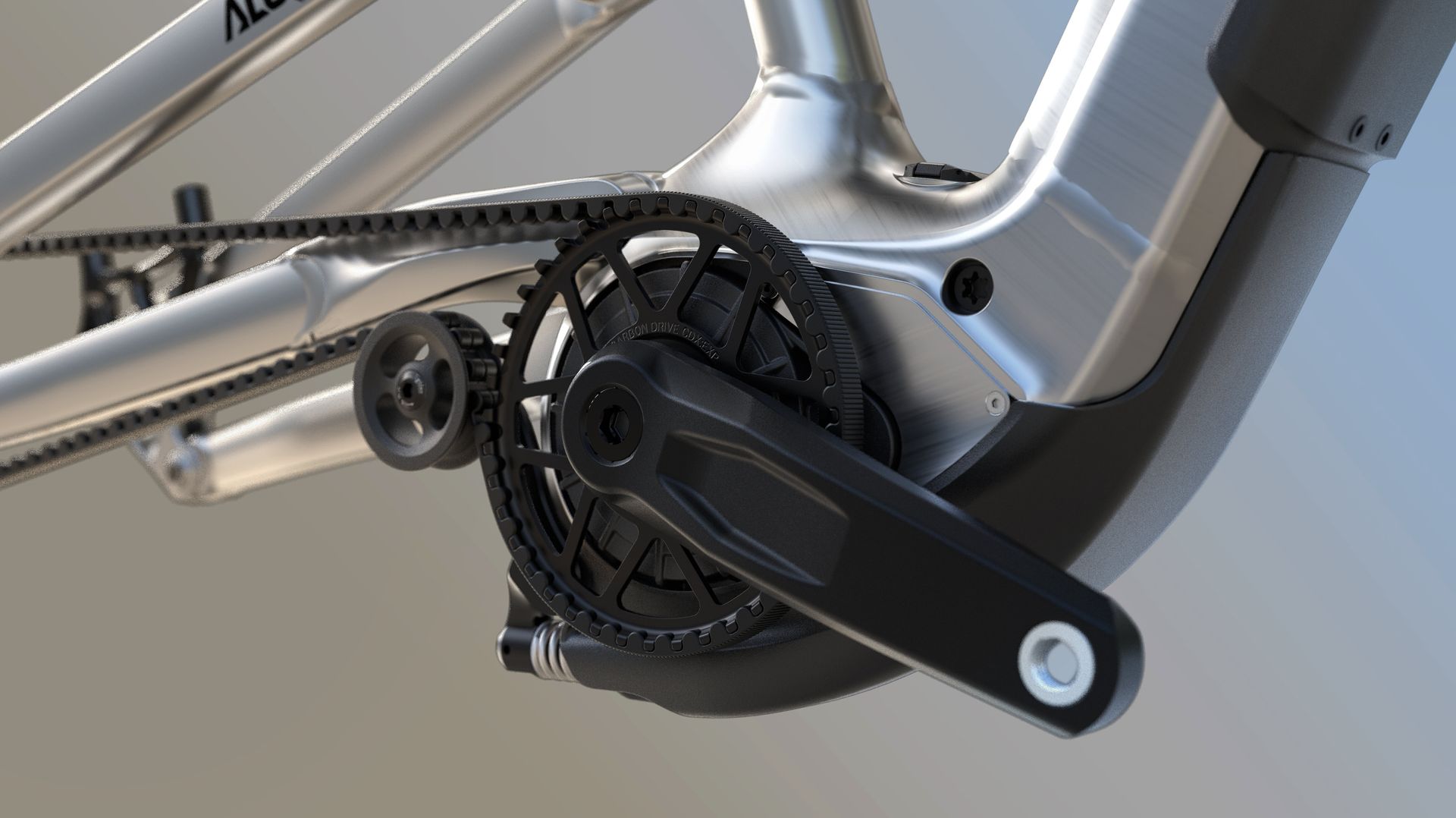 Alutech ePelmo X1P Gobao X1P motor-gearbox with belt drive and integrated tensioner (render)